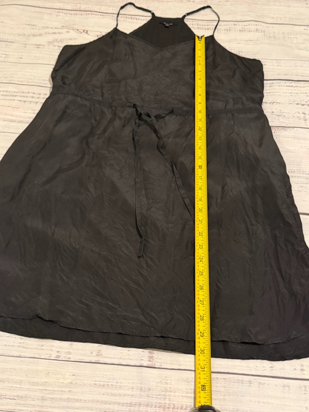 Madewell 100% SILK Black Slip Dress V-neck Size 10 Lined Halter Racer Back - Picture 3 of 8